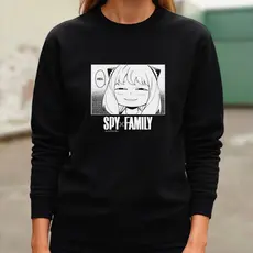 Moletom Feminino Blusa Gola Redonda sem Touca Estampado Spy Family Anime Casaco de Frio Flanelado