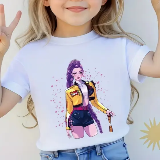 Camiseta Feminina Infantil K-pop Blusa Guerreiras T-hirt Infantil 100% algodão