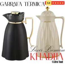 GARRAFA TÉRMICA PREMIUM LUXOR 1L. KHADIJA PRETA OU BEGE | ACIONAMENTO POR 1 CLICK | ATÉ 12 HORAS.