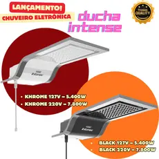 LANÇAMENTO! CHUVEIRO DUCHA INTENSE ELETRÔNICA BLACK & KHROME – FAME SUPER POTÊNCIA COM ECONOMIA