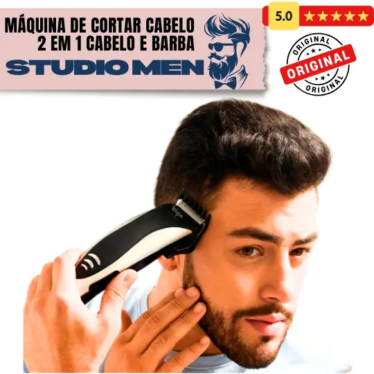 Máquina de Cortar Cabelo e Barba Studio Men Elgin 2 em 1 + Kit com 8 Acessórios – 110V / 220V