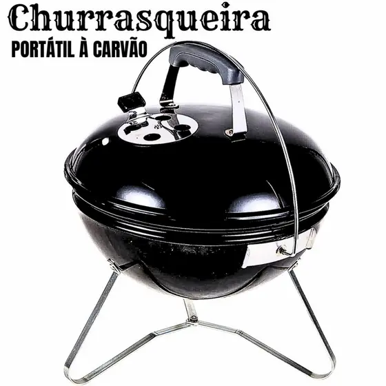 Churrasqueira Portátil Carvão P/ Varanda de Apartamento, Casa, Sitio, Piscina, Praia, Camping, Pesca ou Jardim.
