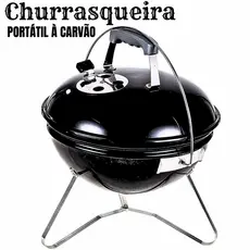 Churrasqueira Portátil Carvão P/ Varanda de Apartamento, Casa, Sitio, Piscina, Praia, Camping, Pesca ou Jardim.