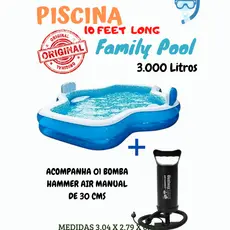 Piscina Family Pool  Spa 3.000 Litros c/ Encostos e Assentos - Original Acompanha a Bomba de Inflar.
