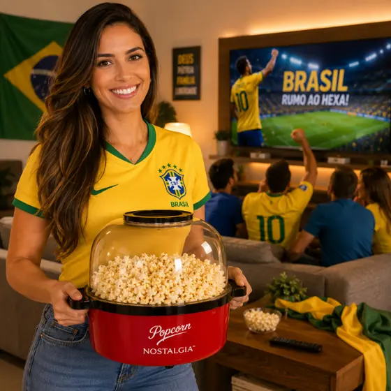 Máquina Pipoqueira Elétrica antiaderente para 24 xícaras de pipoca - Estilo Cinema c/ óleo quente