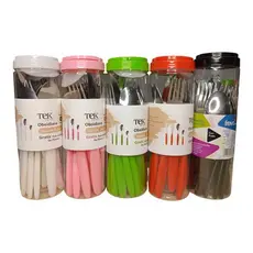 Faqueiro Colorido Conjunto de talheres colorido  com 12, 16 e 25 Peças Aço Inox mais Pote