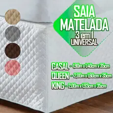 Saia 3 em 1 com Regulagem Ajustável Cabeceira Cama Box Colchobox Matelada - Casal / Queen / King --