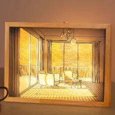 Luminaria Quadro com Luzes Candeeiro de Mesa  Luz Noturna Molduras para Decoração 3 Cores Ajustável