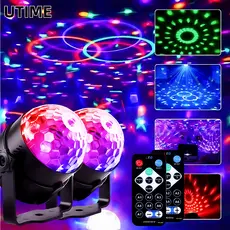 Globo LED RGB Som Ativado USB - Luz Giratória para Festas, Baladas e Eventos sem/com Controle Remoto
