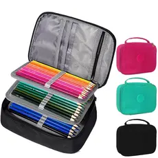 Estojo Bolsa Box Escolar Grande Para 72 Lápis Compartimento com feche de Ziper Unissex