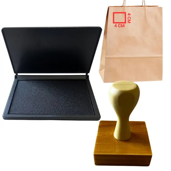 Carimbo Personalizado de Madeira 04X04 + Almofada (kit)