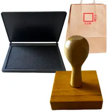 Carimbo Personalizado de Madeira 05X05 + Almofada (kit)