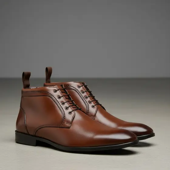 Bota Social Masculina Em Couro Original Confortável Com Cadarço