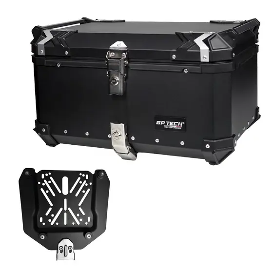 BAU MOTO UNIVERSAL GP TECH TRASEIRO ALUMINIO PRETO 65 LITROS