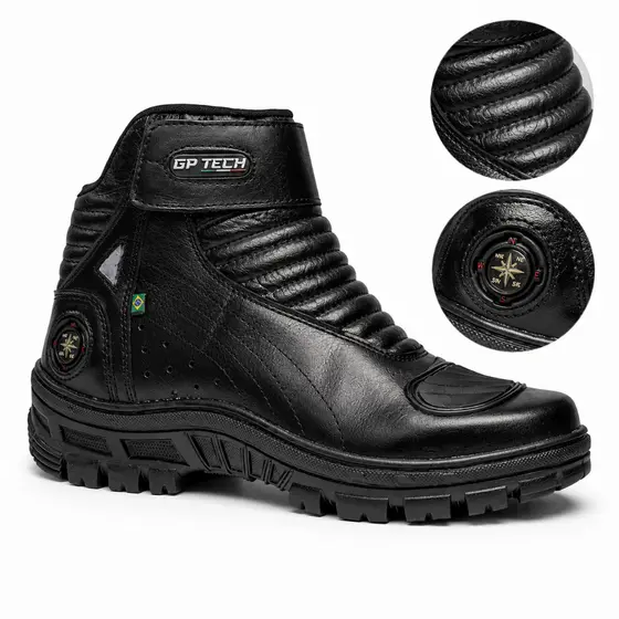 Bota Motociclista Gp Tech Couro Legitímo Adventure