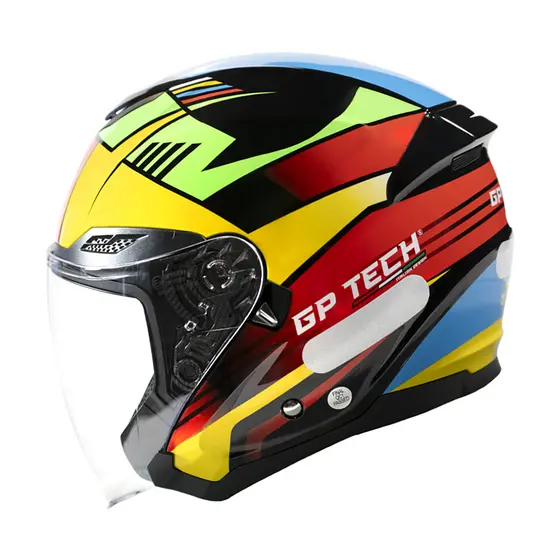 Capacete Aberto Gp Tech OF669 Flag Com Viseira Interna Fumê