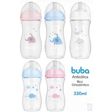 Mamadeira Anticólica Buba Original 330ml Bico Silicone Fluxo Natural BPA Free Bebê