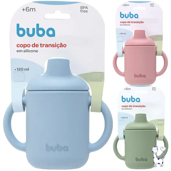 Copo de Transição Bebê Silicone Buba Antivazamento 120ml Com Alça Copo Treinamento Infantil BPA Free