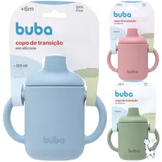 Copo de Transição Bebê Silicone Buba Antivazamento 120ml Com Alça Copo Treinamento Infantil BPA Free