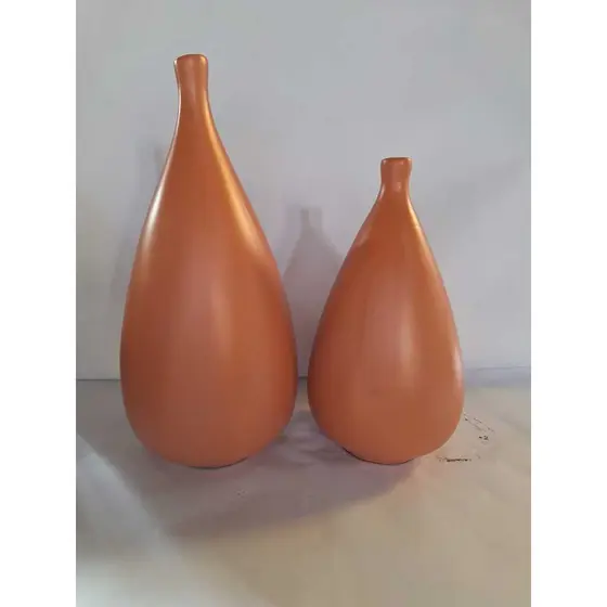 Vaso Pino 2 Peças Decoração Casa Centro de Mesa em Cerâmica Terracota