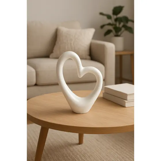 Vaso Coração Escultura Decorativa Centro de Mesa Sala Casa House em Cerâmica