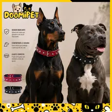 Coleira Spiked Rebites Para Cães Médios E Grandes Anti-Mordida Couro PU Resistente