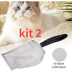 Pá Higiênica De Areia para Gatos Peneira Coletora Aço Inox JH
