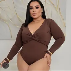 Body Bory Feminino Plus size Manga Longa transpassado Nó Blusas