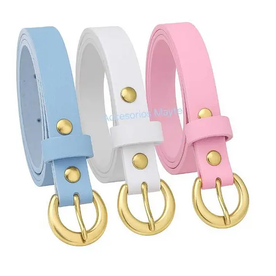 kit 3 cinto feminino infantil fivela dourado