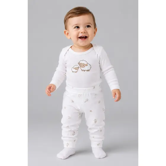 Conjunto Body e Calça Bebê Malha Ribaninha Confortável