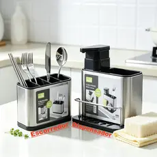 Escorredor Organizador Utensílios Cozinha Faqueiro Faca Suporte ou de louça de cozinha Dispensador de sabão Inox