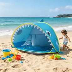 Barraca De Praia Jardim Portátil Para Bebês e Crianças Com Piscina Simples/ Baleia