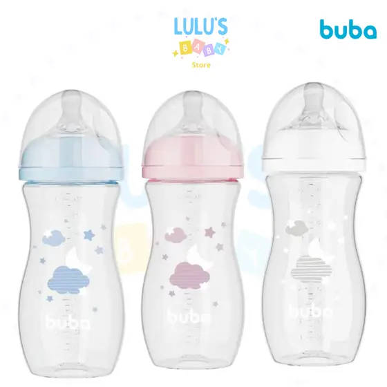 Mamadeira BUBA Easy Flow Anti-cólica 4+ 330ML ROSA / AZUL / BRANCO, NUVEM, Bebe, Bico Fluxo Medio 3