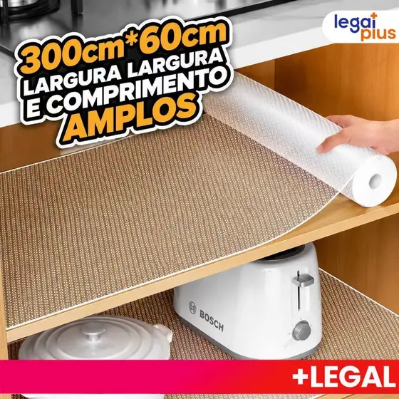 Forro Antiderrapante Impermeavel Ecologico e Resistente para Armario Gaveta Geladeira Guarda Roupas Transparente