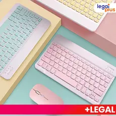 Kit com Teclado e Mouse Sem Fio Bluetooth de Cores Macaron Adequado para PC, iPad, Tablet e Notebook& Mouse pad