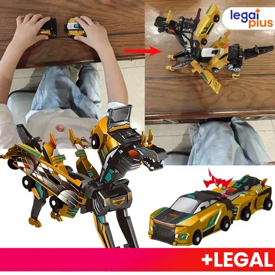 Carrinho Dinossauro 2 em 1 Magnético, Transformável e Colisão Automática, Brinquedo Infantil