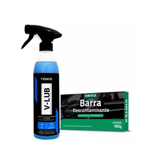 V-Lub Lubrificante 500ml +Kit Vintex Claybar Descontaminante de Pintura 100g Vonixx