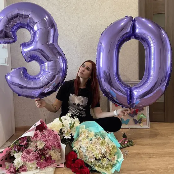 Kit 2 Balões Número Metalizado Roxo 75CM Grande Decoração Aniversário Lilás Festas Eventos