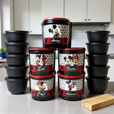 PORTA MANTIMENTOS PERSONALIZADOS COM TEMA MICKEY ROSA,VERMELHO E  PRETO