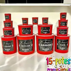 KIT 15 PEÇAS POTES DE MANTIMENTOS