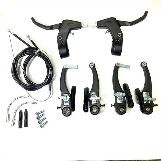 Kit freio bicicleta v break nylon completo com manete cabos conduite resistente padrão bike mtb infantil