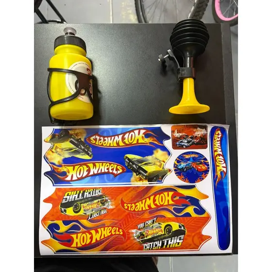 Kit adesivo Bike Infantil Buzina Garrafa Adesivo menino herois mickey carros