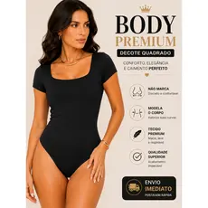 Body Feminino Decote Quadrado Manga Curta Tecido Suplex Moda Verão Tendência Alta Temporada