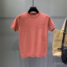 Suéter Masculino Letra 3 Cores M-3XL Gola Redonda Manga Curta Casual Top Verão Fino Respirável Camiseta UX6U