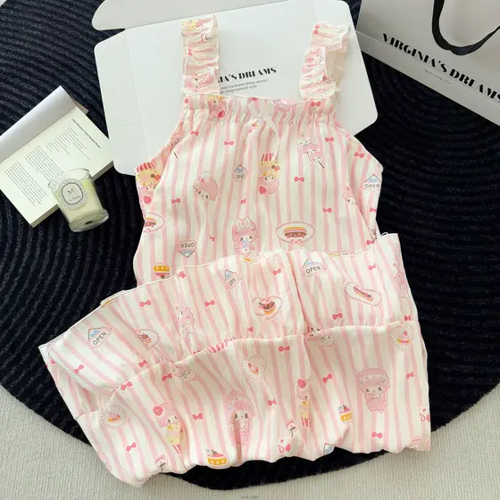 Camisola De Algodão Com Almofada De Sutiã , Vestido De Pijama Acolchoado Cuet My Melody Para Mulheres , Roupa De Dormir