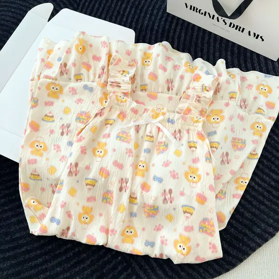 Camisola Com Estampa De Desenho Animado Cookie Ann Almofada De Sutiã , Vestido De Dormir Acolchoado De Algodão , Pijama