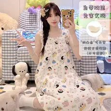 Camisola Crayon Shin-chan Com Almofada De Sutiã , Vestido De Dormir De Algodão Pijama Sem Mangas De 18-73 Kg Para Mulher