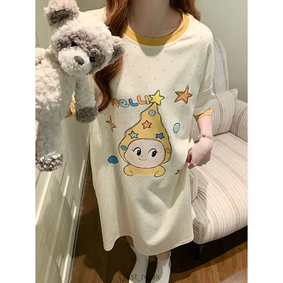 2026novo Vestido De Dormir Twinkle , Camisola Plus Size 40-90kg , Pijama De Manga Curta Para Mulheres Fofa De Desenho An