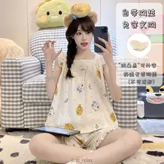 Pijamas De Algodão Chiikawa Com Almofada De Sutiã , Conjunto De Pijama Plus Size De 35 A 74 Kg , Roupa De Dormir Lingeri