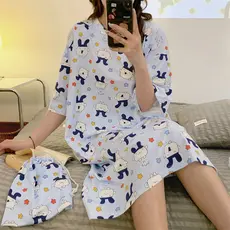 Vestido De Dormir Kawaii Mimitchi Com Bolsa De Armazenamento Grátis , Camisola Plus Size De 40-85 Kg , Pijama De Manga C